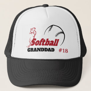 Red Softball Parent Grandparent Personalised Trucker Hat