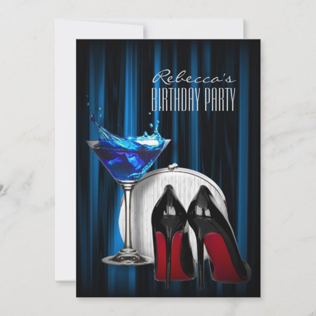 red sole stiletto girly martini cocktail party invitation (Front)