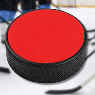 Red Solid Colour   Classic   Elegant   Trendy  Hockey Puck
