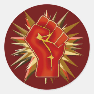 Red Solidarity Fist to Customise on Tshirts Classic Round Sticker