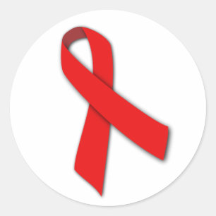 Red Solidarity Ribbon of People Living with AIDS Classic Round Sticker