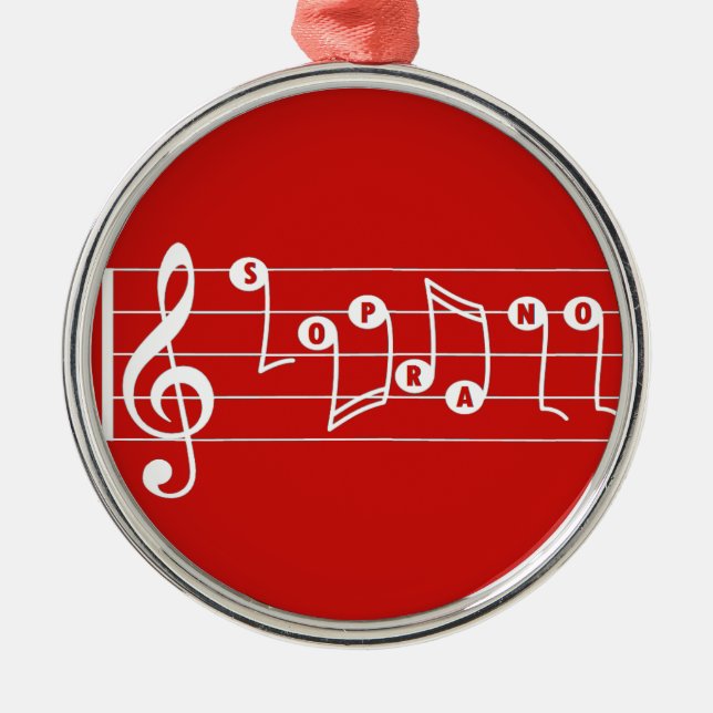 Red Soprano Singer Musical Ornament (Front)