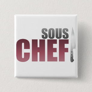 Red Sous Chef 15 Cm Square Badge
