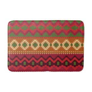 red southwest pattern -  western abstract art bath mat