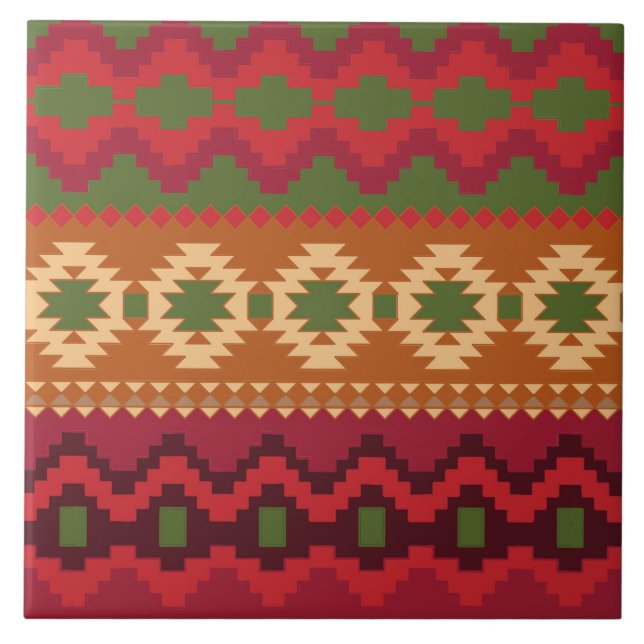 red southwest pattern -  western abstract art tile (Front)
