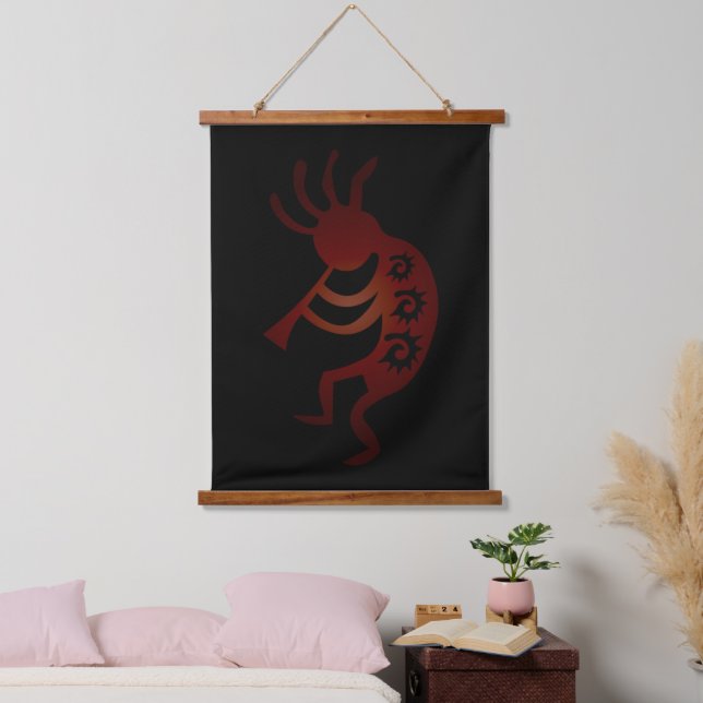 Red Southwestern Kokopelli Hanging Tapestry (Bedroom)