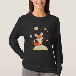 Red Space Fox Float In Space Alone Cosmic Animals T-Shirt