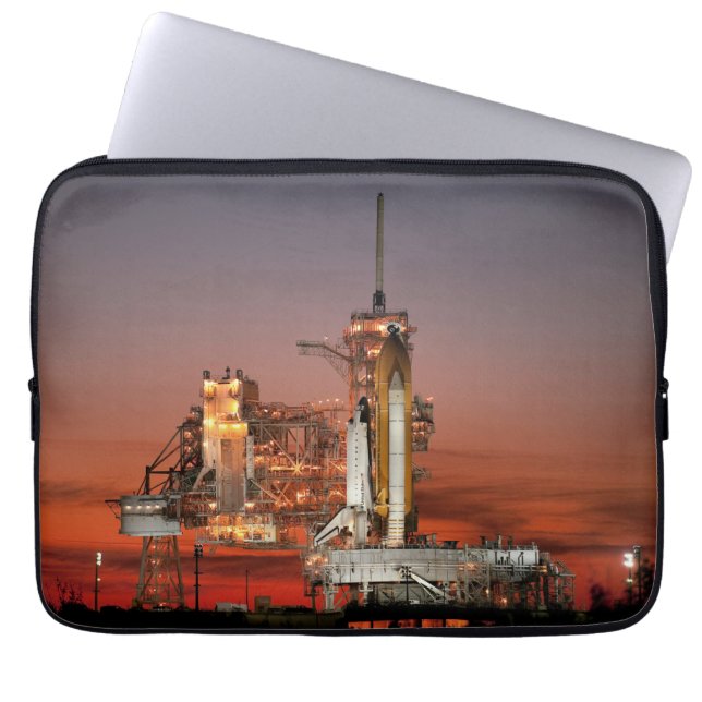 Red Space Shuttle Spaceship Atlantis on Launch Pad Laptop Sleeve (Front)