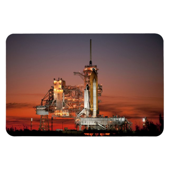 Red Space Shuttle Spaceship Atlantis on Launch Pad Magnet (Horizontal)