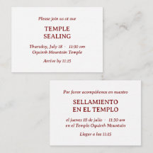 Red Spanish-English Temple Sealing Invitation