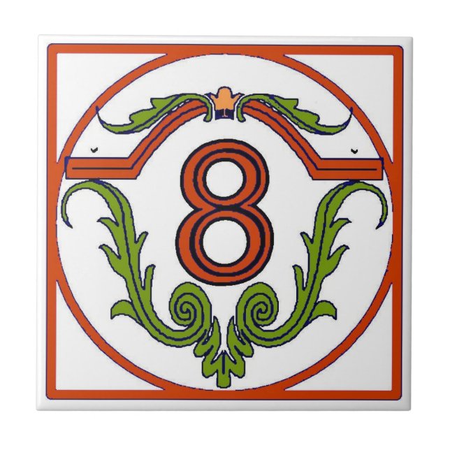 Red Spanish Letter House Number Tiles (Front)