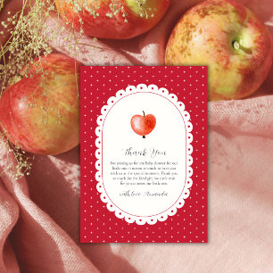 Red Sparkle Autumn Vintage Apple Baby Shower Thank You Card