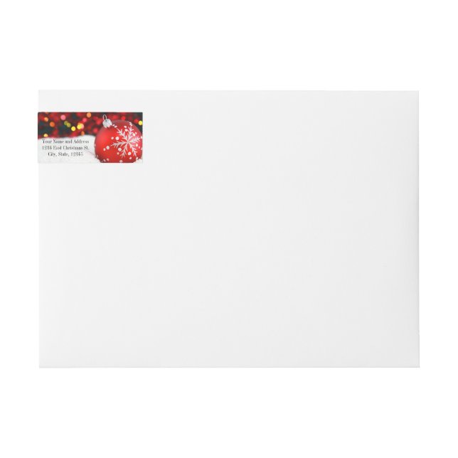 Red Sparkle Christmas Ornament Snow Wrap Around Label (Front)
