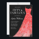 Red Sparkle Dress Black 50th Birthday Party  Invitation<br><div class="desc">Red Sparkle Dress Black 50th Birthday Party Fifty & Fabulous Invitation
Variations to the invitation and matching items in our store</div>