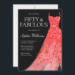 Red Sparkle Dress Black 50th Birthday Party  Invitation<br><div class="desc">Red Sparkle Dress Black 50th Birthday Party Fifty & Fabulous Invitation
Variations to the invitation and matching items in our store</div>