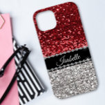 Red Sparkle Faux Glitter Bling Personalized Case-Mate iPhone 14 Case<br><div class="desc">Any glitter or diamonds in design are photos and simulated. This design may be personalized in the area provided by changing the photo and/or text. Or it can be customized by clicking Personalize this Template and then choosing the click to customize further option and delete or change the color of...</div>