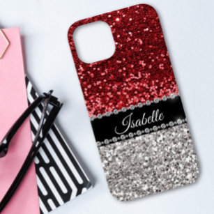 Red Sparkle Glam Bling Personalised Case-Mate iPhone 14 Case