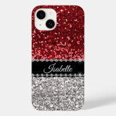 Red Sparkle Glam Bling Personalized Case-Mate iPhone Case (Back)