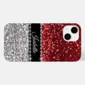 Red Sparkle Glam Bling Personalized Case-Mate iPhone Case (Back (Horizontal))