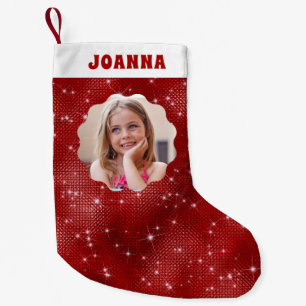 Red Sparkle Glitter Small Christmas Stocking