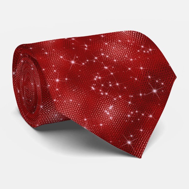 Red Sparkle Glitter  Tie (Rolled)