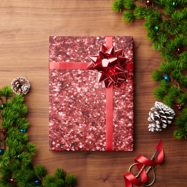 Red Sparkle Glitter            Wrapping Paper (Holiday Gift)