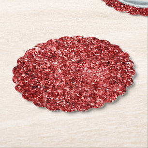 Red Sparkle Glitz Paper Coaster