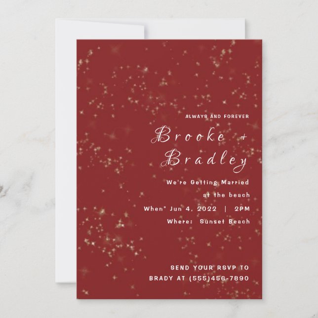 Red Sparkle Glow Wedding Invitation (Front)