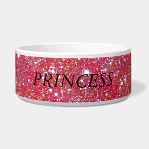 Red Sparkle Personalised Pet Food Water Bowl
