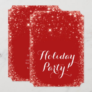 Red Sparkle Sparkly Glitter Holiday Party Invitation