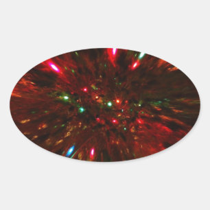 Red Sparkler Oval Sticker