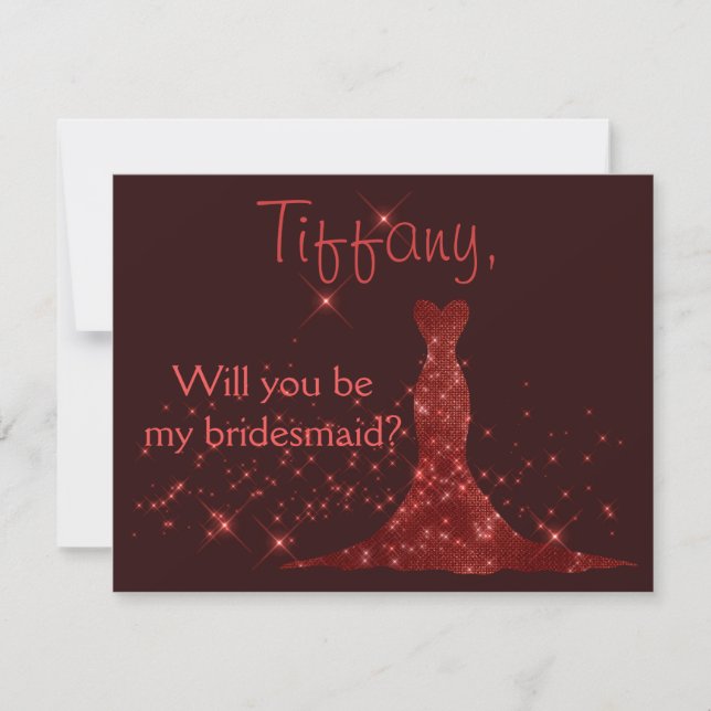 Red Sparkles Will you be my bridesmaid? Invitation (Front)