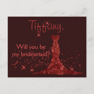 Red Sparkles Will you be my bridesmaid? Invitation