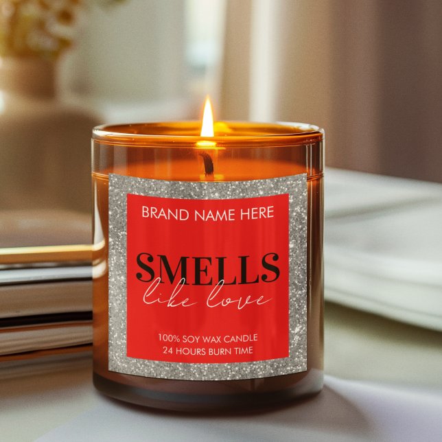 Red Sparkling Custom Valentine's Day Candle Label (Creator Uploaded)