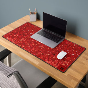 Red sparkling glitter pattern desk mat