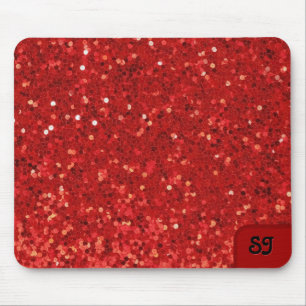 Red sparkling glitter pattern mouse mat