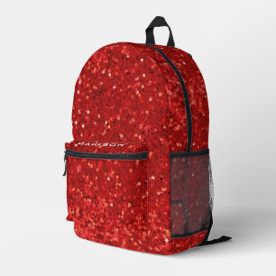 Red sparkling glitter pattern printed backpack
