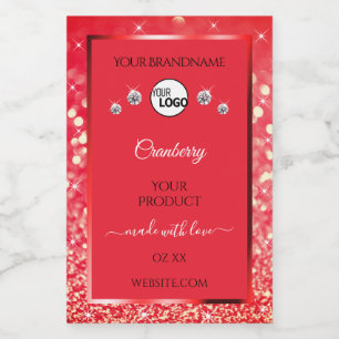 Red Sparkling Glitter Product Labels Logo Jewels