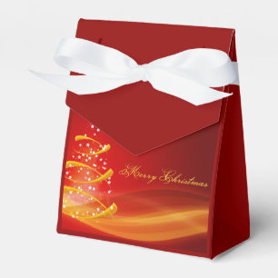 Red Sparkling Golden Christmas Tree Favour Box