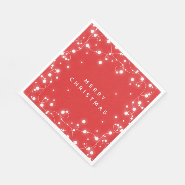 Red Sparkling Lights Christmas Party Paper Napkin (Corner)
