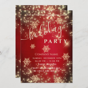 Red Sparkling luxury corporate Holiday party  Invitation