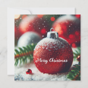 Red Sparkly Christmas Ornaments Holiday Card