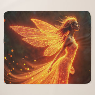 Red sparkly fiery fairy girl fantasy glitter magic sherpa blanket