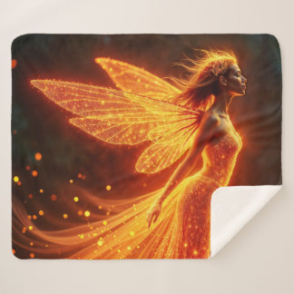 Red sparkly fiery fairy girl fantasy glitter magic sherpa blanket