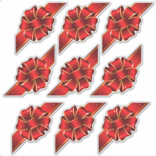 Red Sparkly Gift Bows for Mailing Kiss-Cut Sticker