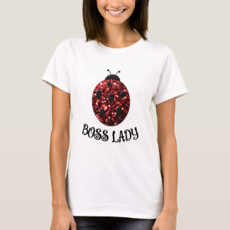 Red sparkly Ladybug BOSS LADY Personalize T-Shirt