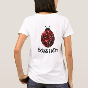 Red sparkly Ladybug BOSS LADY Personalize T-Shirt
