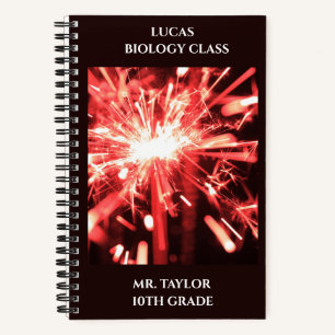 Red Sparks Custom School Classroom Notebook