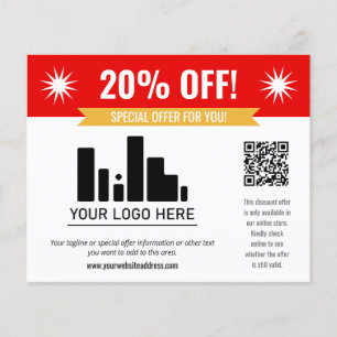 Red Special Offer Discount Your Logo & QR Code Flyer