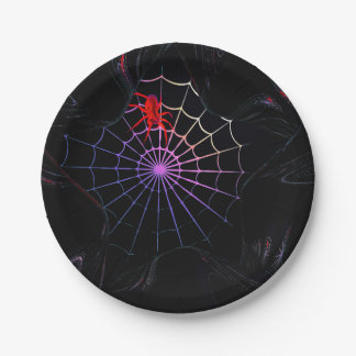 Red Spider In A Glowing Web Paper Plate